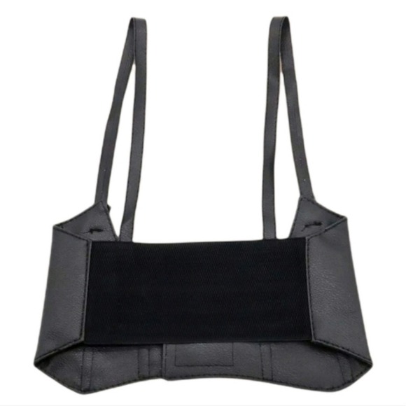 Western Corset black faux leather Belt body harness buckle suspenders steampunk - Picture 8 of 9